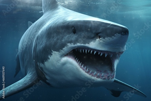 The formidable ruler of the oceans  the fearsome shark hailed as the largest sea creature. Generative AI