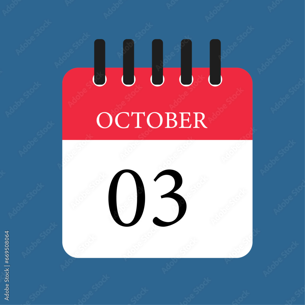 october 03rd calendar reminder. 03rd october daily calendar icon template. Calendar 03rd october icon Design template. Vector illustration october 03rd calendar reminder. 03rd october daily calendar icon template. Calendar 03rd october icon Design template. Vector illustration