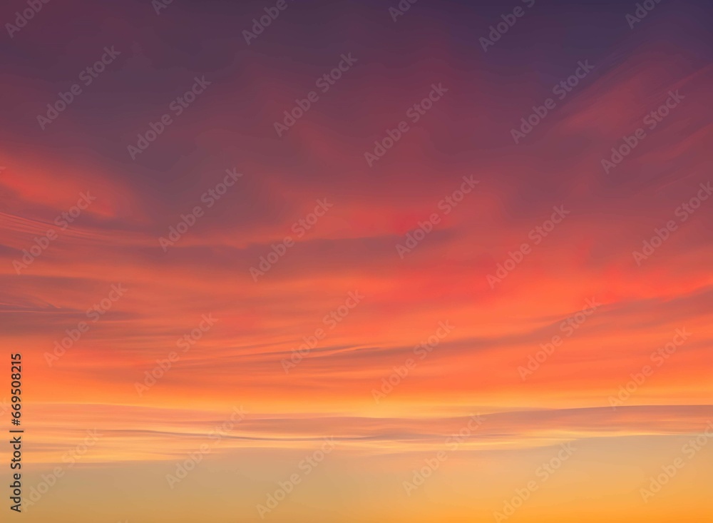 夕焼けの空に赤い雲が広がる景色