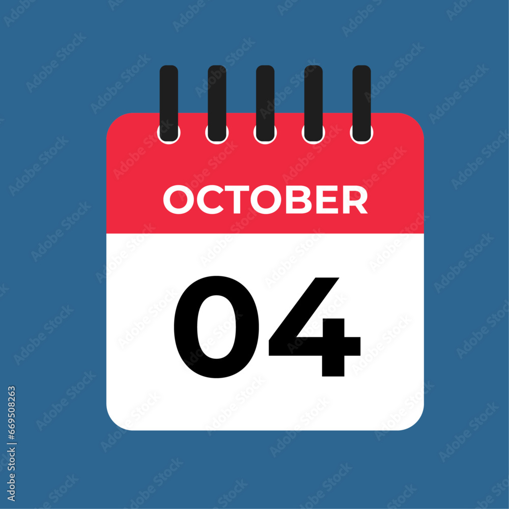 october 4th calendar reminder. 4th october daily calendar icon template. Calendar 4th october icon Design template. Vector illustration october 4th calendar reminder. 4th october daily calendar icon template. Calendar 4th october icon Design template. Vector illustration