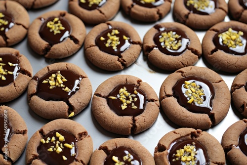 christmas thumbprint cookies with dark chocolate and nuts