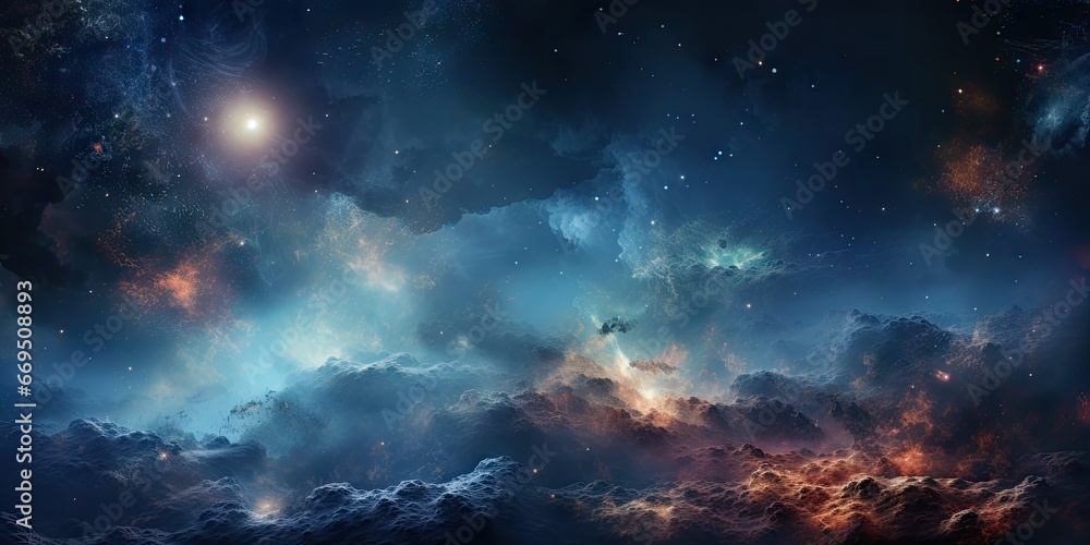 Obraz premium Cosmic nebula in deep space It showcases the stunning beauty of the universe beyond Earth. The concept of cosmic reality by Generative AI