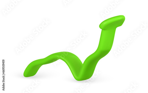 3d realistic green arrow up in cartoon style. Trade infographic. Trading stock news impulses. Success of business strategy. Vector illustration