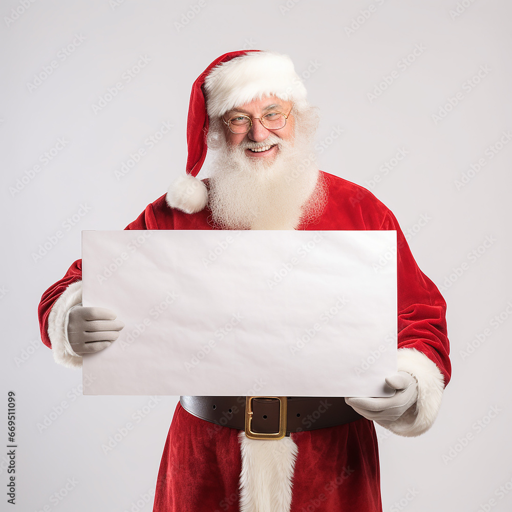 Naklejka premium Santa Claus holding blank board