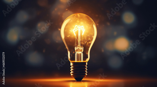 One of Lightbulb glowing dark area with copy space for creative thinking, problem solving solutions and outstanding concept.