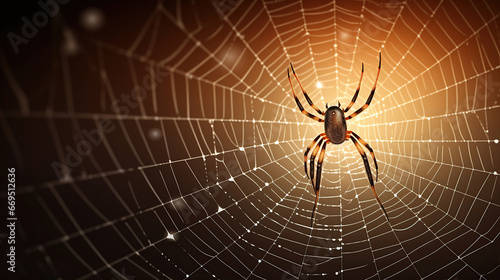 a spider climbing on spider web.