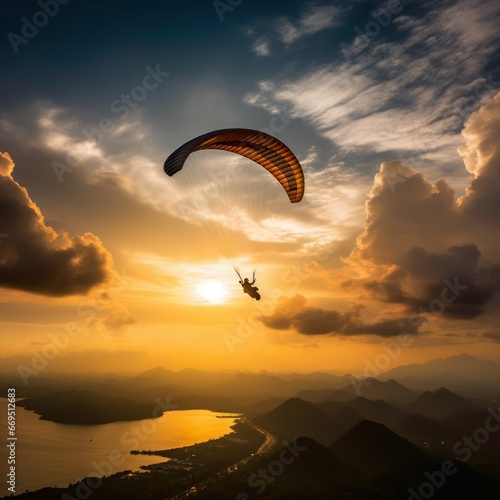 Skybound Serenity: Paraglide Bliss over Mountain Peaks, Adventures in the Air: Paraglide Excitement with Mountain Views
