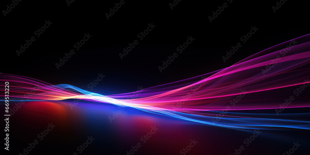 Fototapeta premium Bright, flowing neon waves create a lively and futuristic pattern.