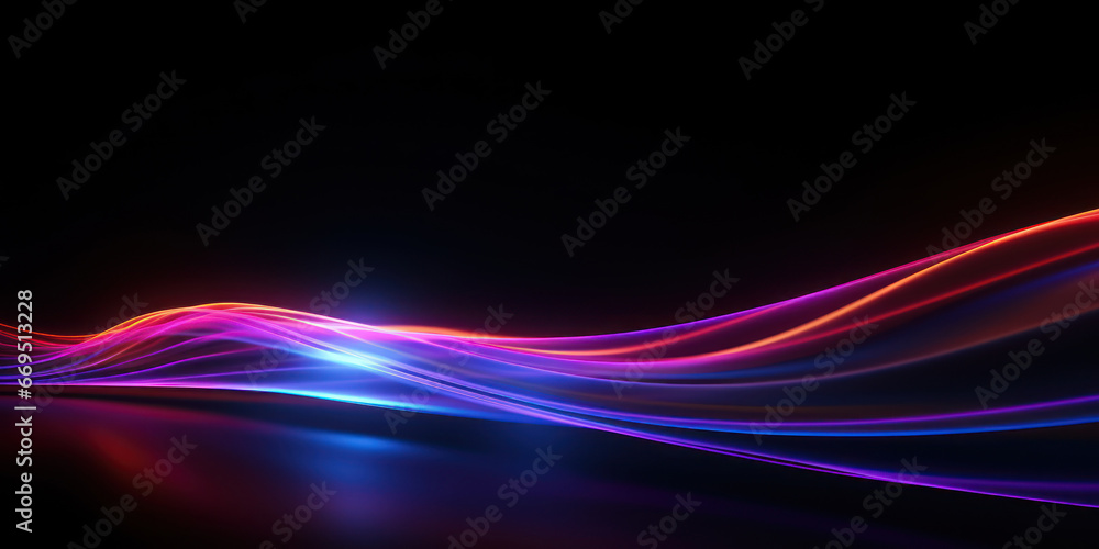 Bright, flowing neon waves create a lively and futuristic pattern. Bright, flowing neon waves create a lively and futuristic pattern.