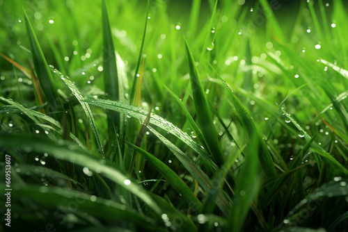 Drops on grass, Generative AI