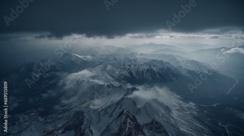 View from sky Photography landscape snow mountains Ai generated art
