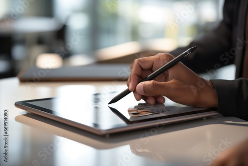 Close-up of a designer using a stylus and digital pen.