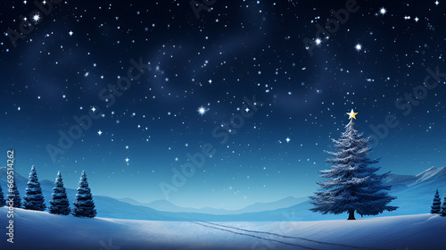 winter landscape with christmas tree, amazing Christmas Scene Full Pc HD Wallpaper ,AI Generative  © Zeee