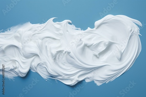 Shaving cream on blue background. Generative AI