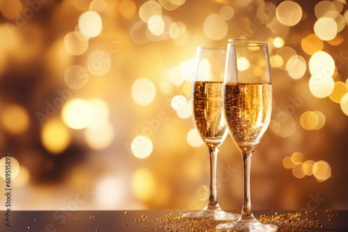 New Years Eve Celebration Background with Champagne.