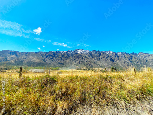 Beautiful mountain range seen from Queenstown, New Zealand