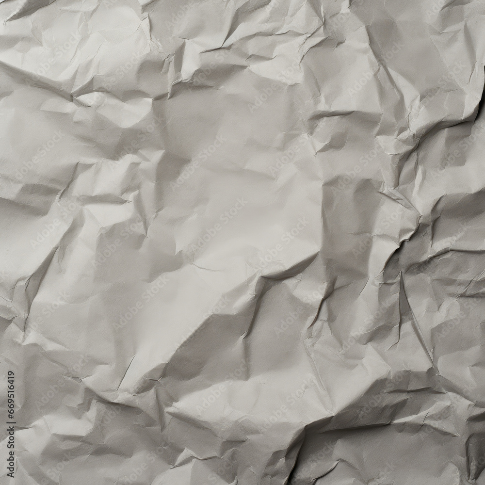 Close-up texture of crumpled gray paper with intricate folds and wrinkles Close-up texture of crumpled gray paper with intricate folds and wrinkles