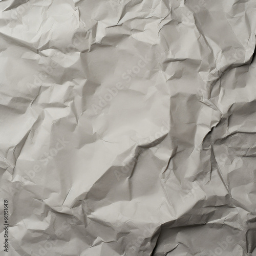 Close-up texture of crumpled gray paper with intricate folds and wrinkles