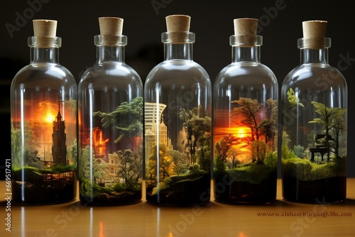 Art captured in bottles. Generative AI