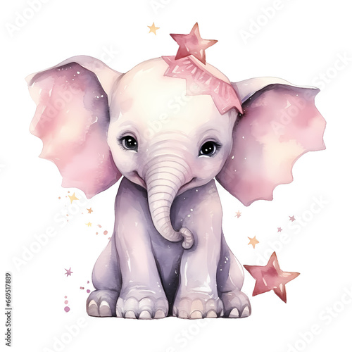 Watercolor Christmas elephant transparent background © Autaporn