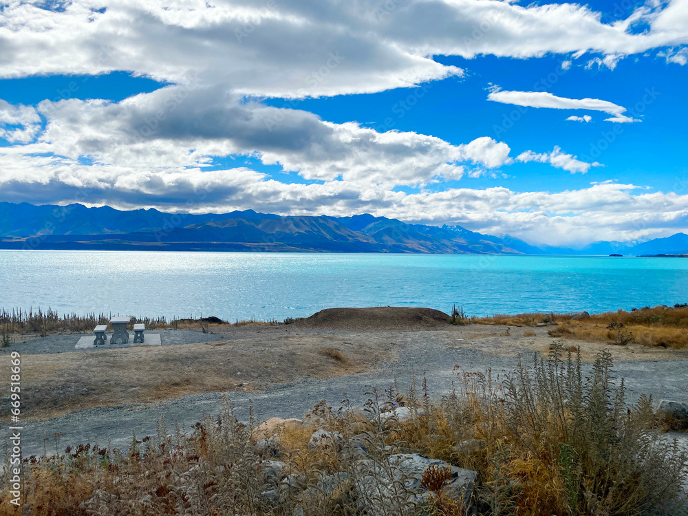 Beautiful view of Lake Pukaki and sky in New Zealand