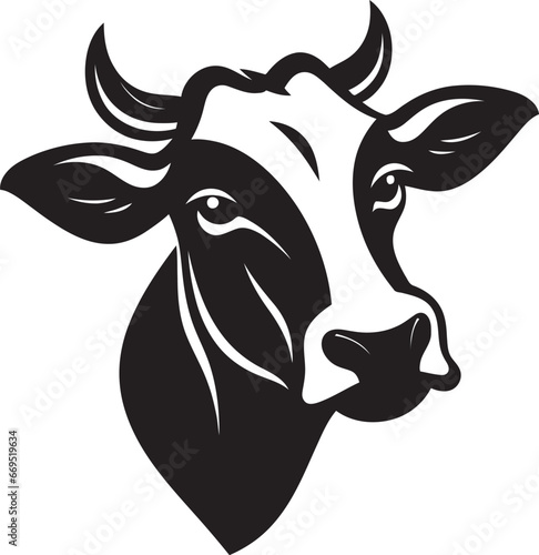 Vector Dairy Cow Logo Black for Branding Dairy Cow Logo Icon Black Vector for Marketing