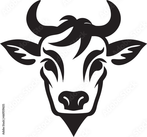 Dairy Cow Logo Icon Black Vector for Branding Dairy Cow Black Vector Logo for Branding