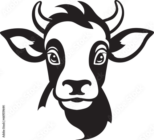 Dairy Cow Logo Icon Black Vector for Advertising Dairy Cow Black Vector Logo for Advertising