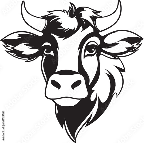 Black Vector Dairy Cow Logo Design Dairy Cow Logo Design in Black Vector