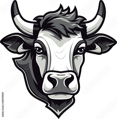 Dairy Cow Logo Design in Black Vector Black Vector Dairy Cow Logo Design Template