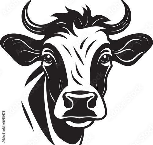 Vector Dairy Cow Logo Black for Social Media Dairy Cow Logo Icon Black Vector for Print