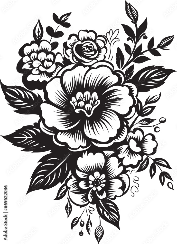 Fototapeta premium Black Floral Icon for Personal or Commercial Use Black Floral Icon with Unlimited Possibilities