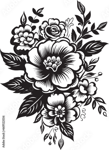 Black Floral Icon for Personal or Commercial Use Black Floral Icon with Unlimited Possibilities