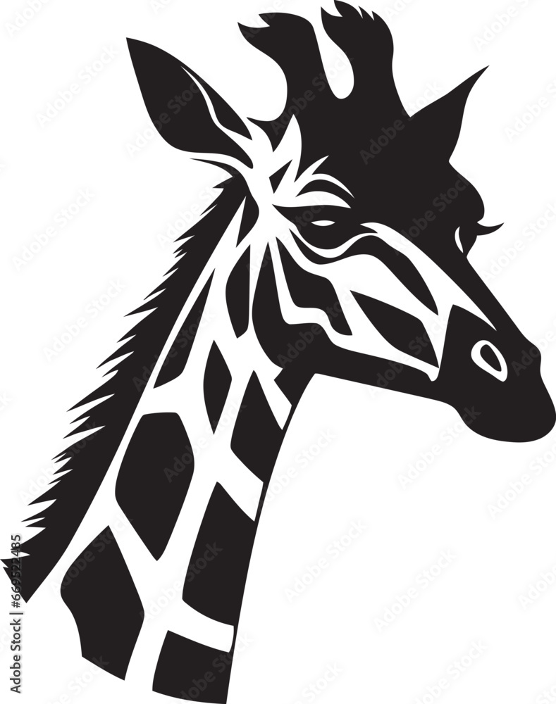 Majestic Safari Ambassador Giraffe Art Serene Silhouette Majesty Black Emblem