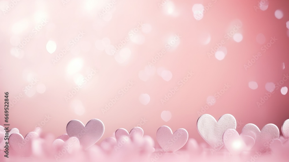 Mini heart element with light and bokeh abstract background.