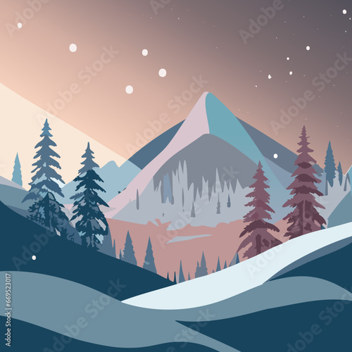 winter landscape with mountains