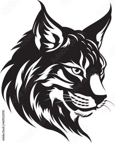 Fierce Lynx Emblem Black Vector Logo Sleek Predator Silhouette Iconic Design