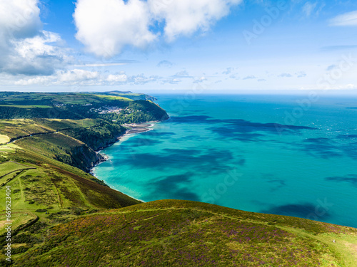 The Parish of Saint John the Evangelist Countisbury from a drone, Countisbury, Lynton, Devon, England, Europe