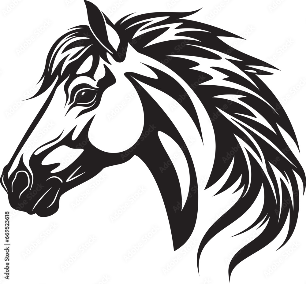 Obraz premium Safari Majesty Iconic Horse Emblem Minimalistic Stallion Art Monochrome Icon