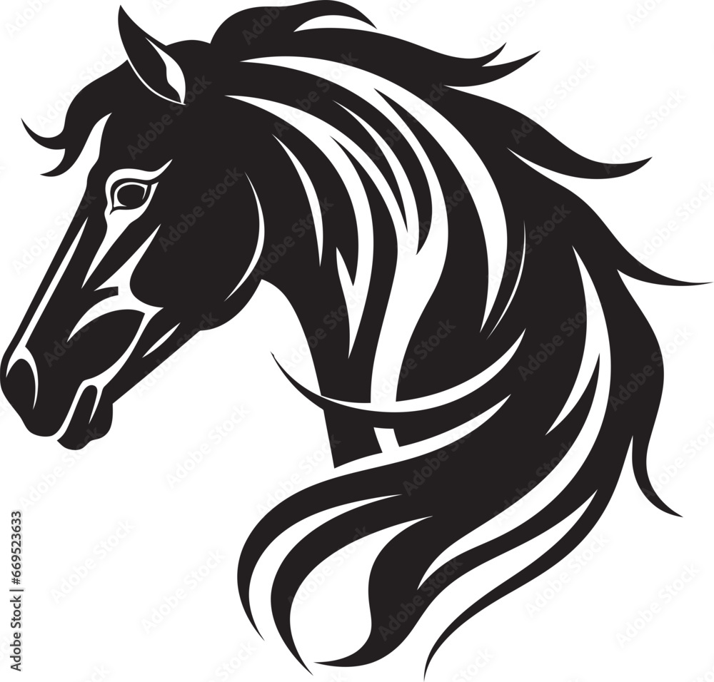Fototapeta premium Simplistic Mustang Excellence Black Emblem Iconic Stallion Majesty Equine Silhouette