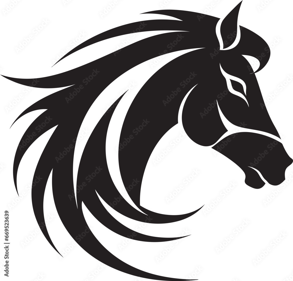 Fototapeta premium Elegant Equine Majesty Monochrome Emblem Graceful Horse Silhouette Iconic Design
