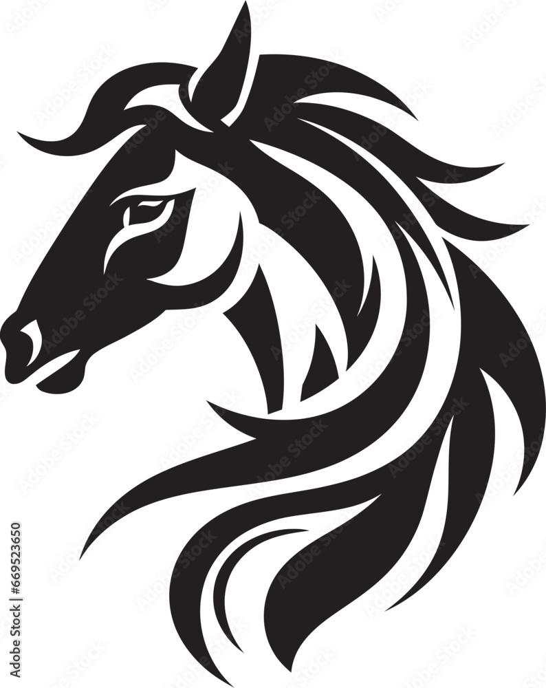 Obraz premium Regal Horse Ambassador Emblematic Art Majestic Gallop in Black Logo Symbol