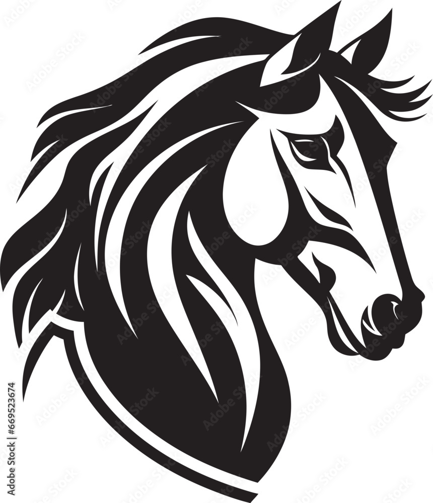Fototapeta premium Safari Sentinel Monochrome Equine Icon Minimalistic Stallion Majesty Iconic Design