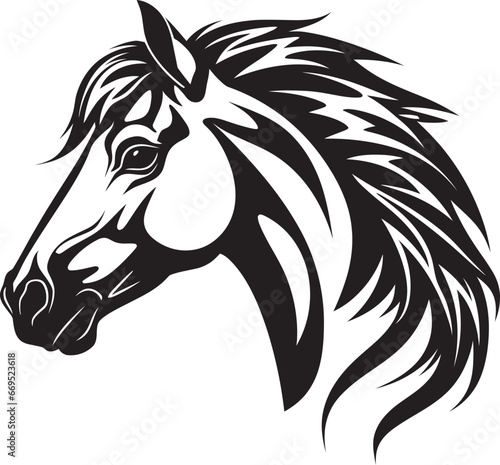 Safari Majesty Iconic Horse Emblem Minimalistic Stallion Art Monochrome Icon