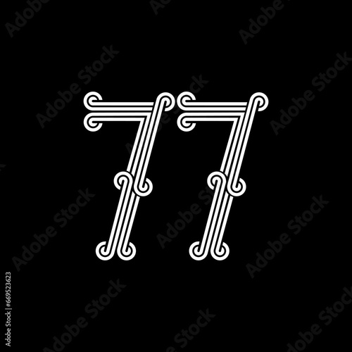 the logo consists of the number 7 and 7 combined. Outline and elegant.