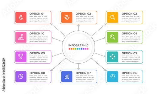 Infographic 12-month options design template. Business presentation. Vector illustration.