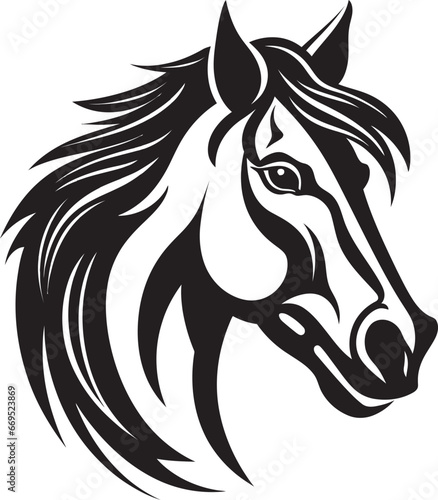 Regal Stallion Silhouette Black Horse Icon Minimalistic Equine Art Monochrome Emblem