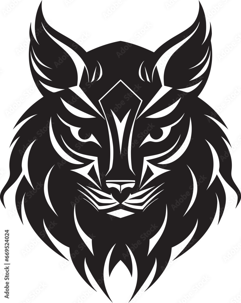 Obraz premium Wild Majesty in Black Logo Symbol Elegant Wildcat Ambassador Monochromatic Vector