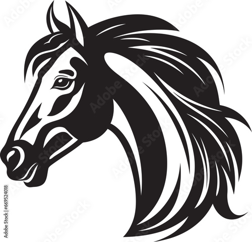 Wallpaper Mural Minimalist Horse Silhouette Black Icon Graceful Mustang Majesty Logo in Black Torontodigital.ca