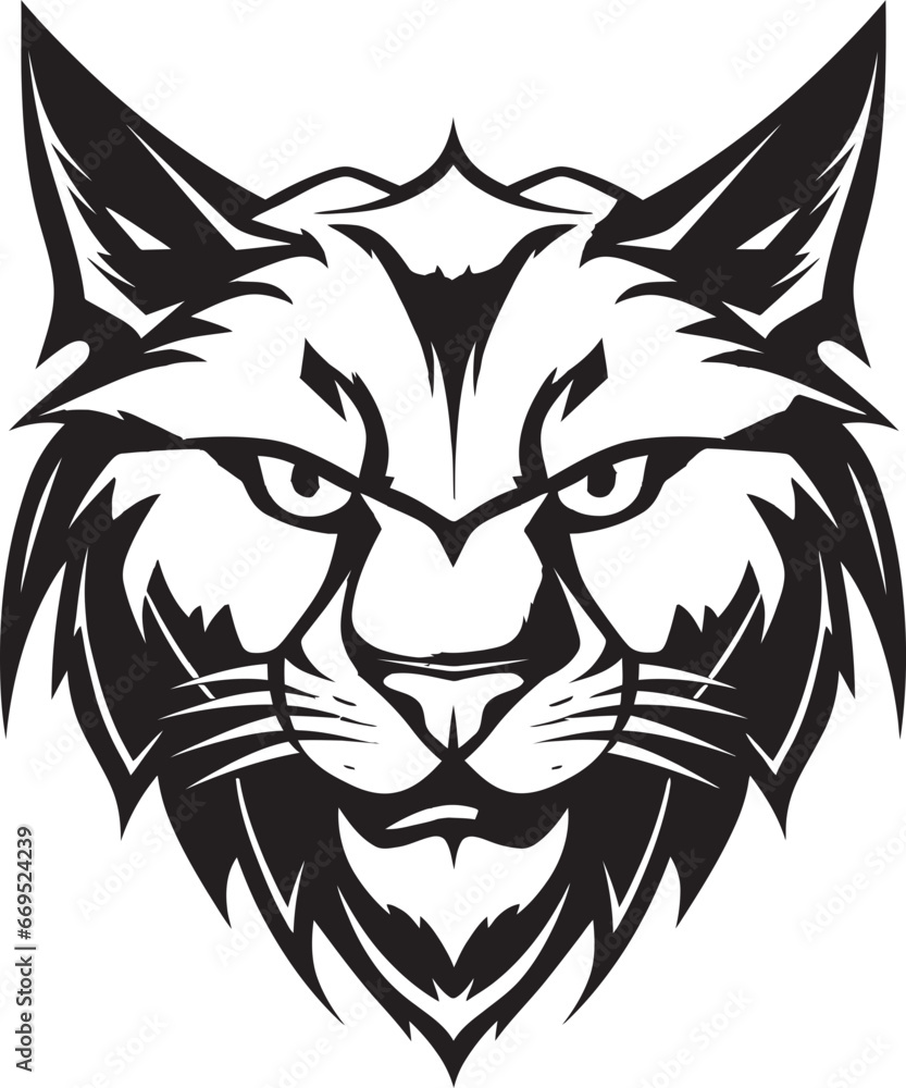 Obraz premium Regal Majesty in Simplicity Monochrome Logo Minimalistic Lynx Emblem Wildlife Symbol